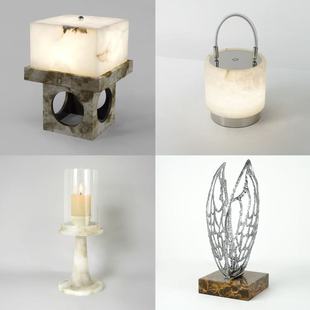 饰 饰台灯云石高级感床头灯样板间售楼处客厅卧室装 轻奢极简美式 装