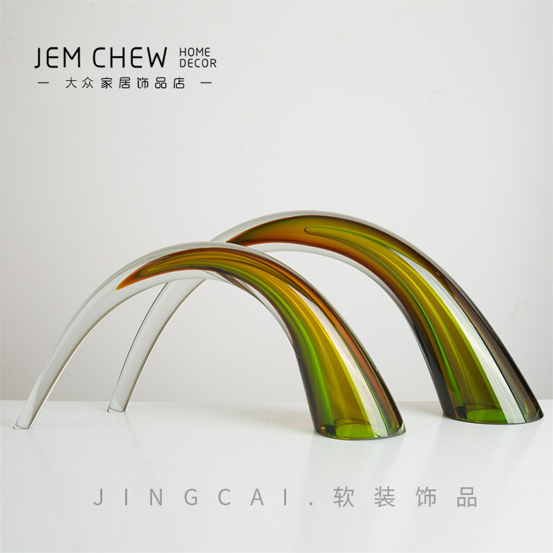 轻奢现代创意艺术玄关电视柜前台酒店别墅会所高级感几何彩色摆件