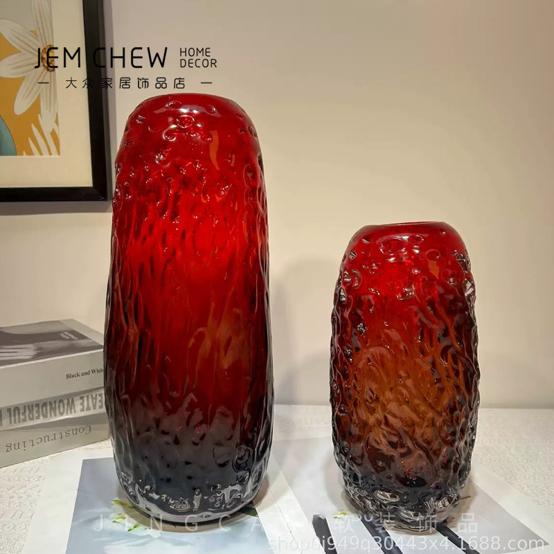 红色复古玻璃花瓶乔迁送礼