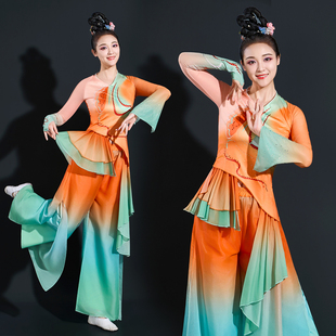 新款古典舞春望舞蹈演出服民族扇子舞斗笠舞表演服胶州秧歌舞蹈服