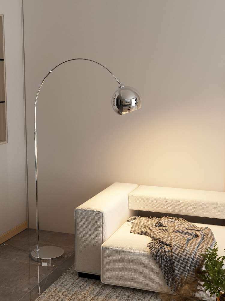 钓鱼灯落地灯客厅沙发网红卧室银色包豪斯flos高级设计感轻奢台灯