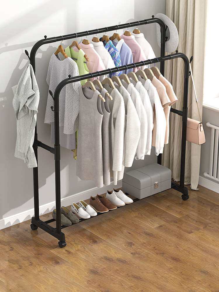家用室内落地挂衣架房间衣服衣帽小型架杆式卧室简易移动晾衣架子