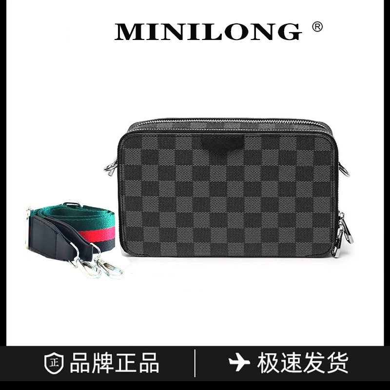 迷你格子斜挎包单肩包男士时尚休闲男包防水男款多功能手机