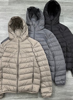 新款轻便舒适鸭绒内胆轻薄简约百搭短款连帽羽绒服保暖外套夹克潮
