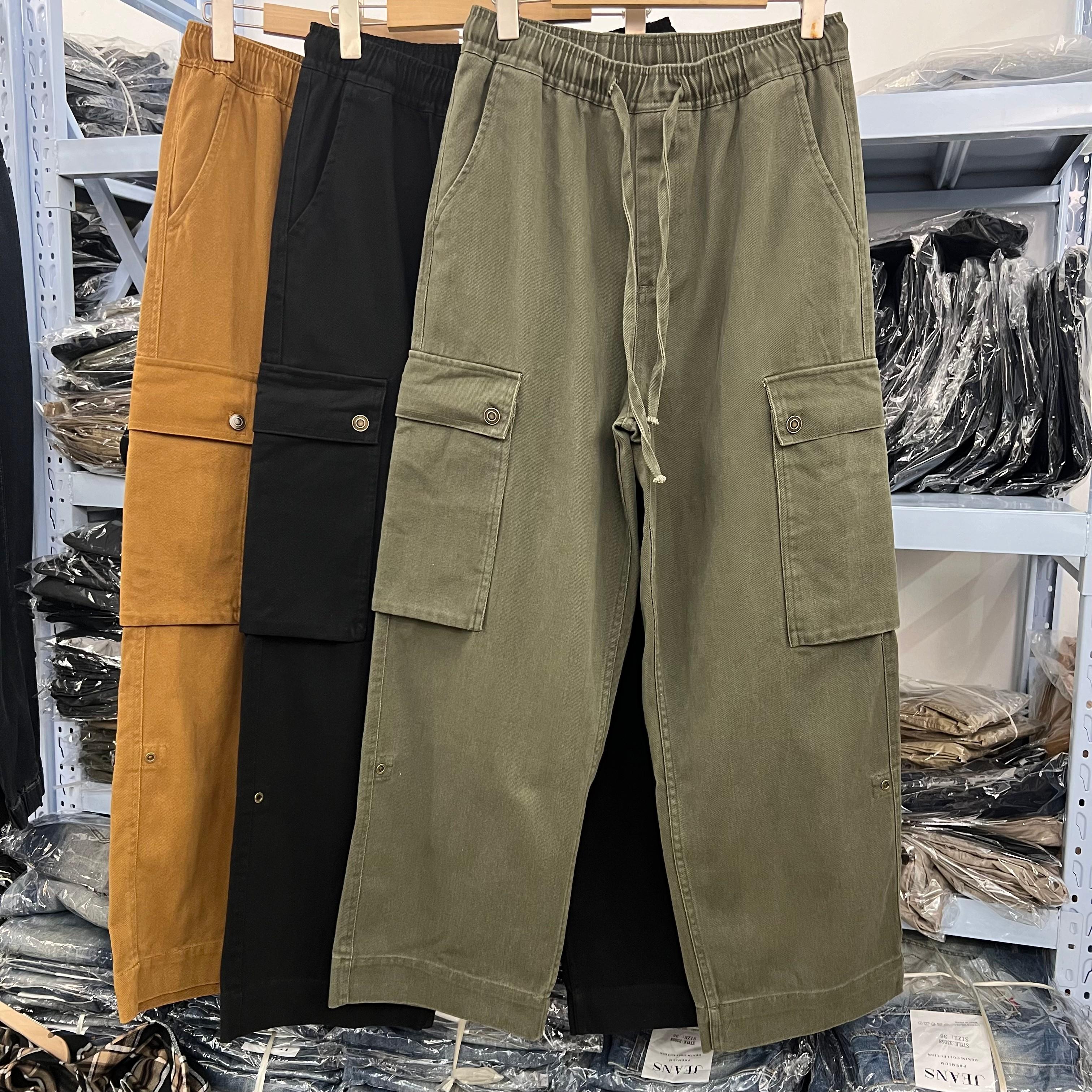 长裤多口袋阔腿休闲裤全棉工装裤