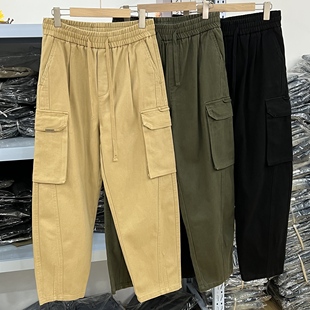 青年百搭宽松锥形休闲裤 2024秋冬男士 裤 大口袋工装 男 潮流纯色时尚
