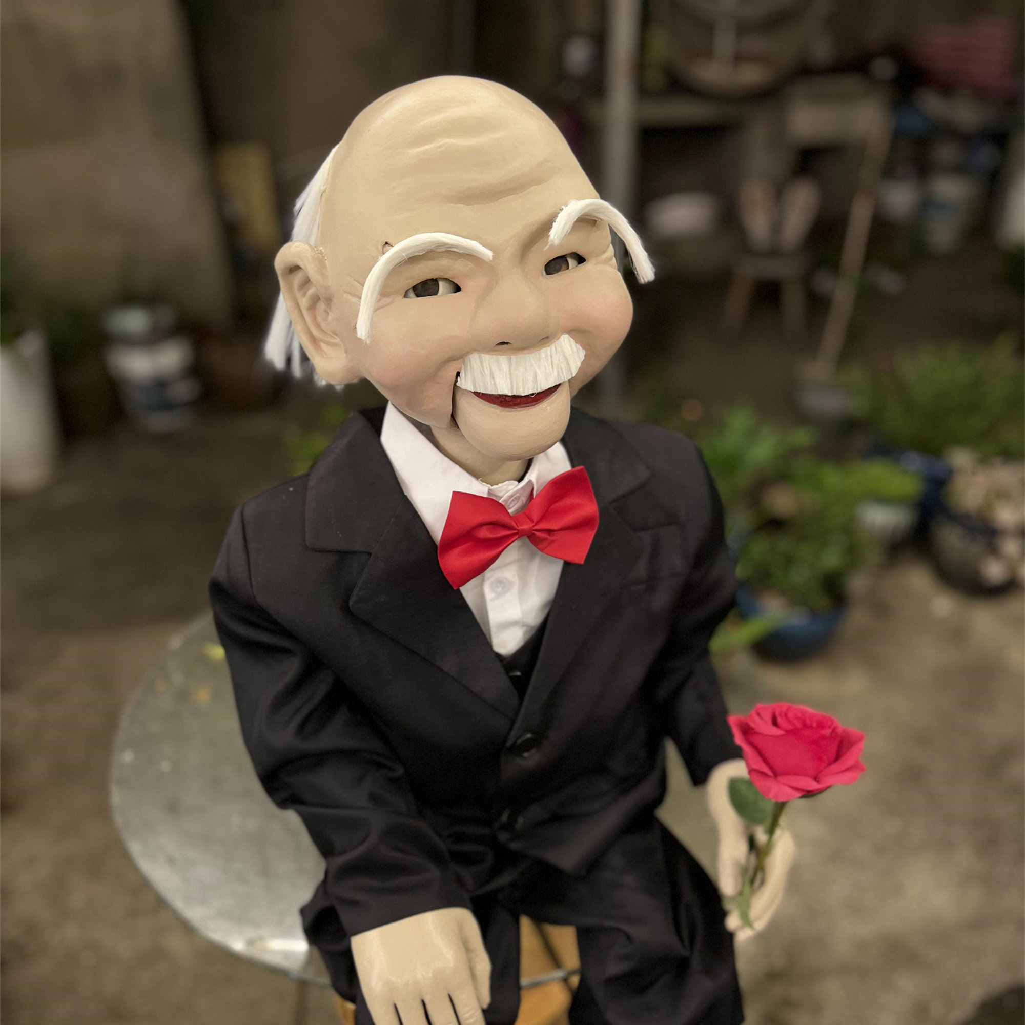 老爷爷小老头腹语木偶眼皮眼珠嘴巴眉毛可动演出道具手偶玩具摆件