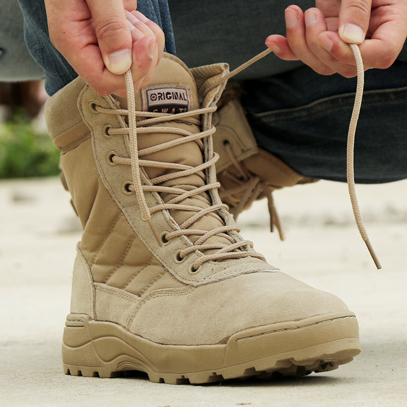 Boots militaires pour homme ASIAON en cuir de vache fendu - dérapage - Ref 1396810 Image 1