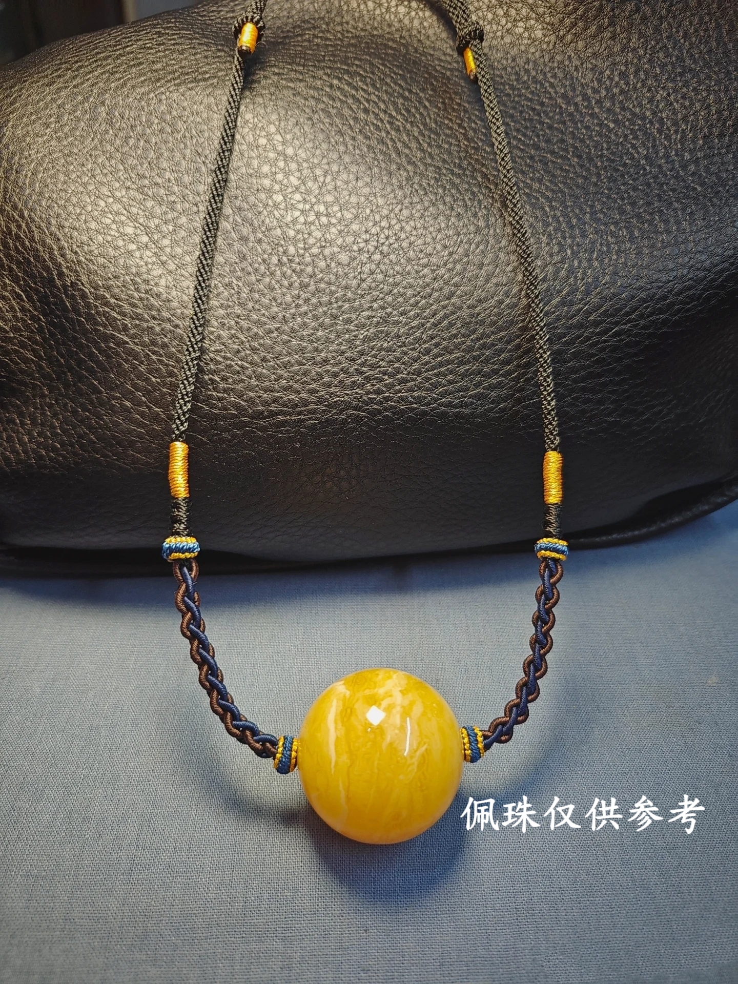 手工编织锁骨链横穿蜜蜡大珠小珠子挂绳男女款桶珠可调节项链绳