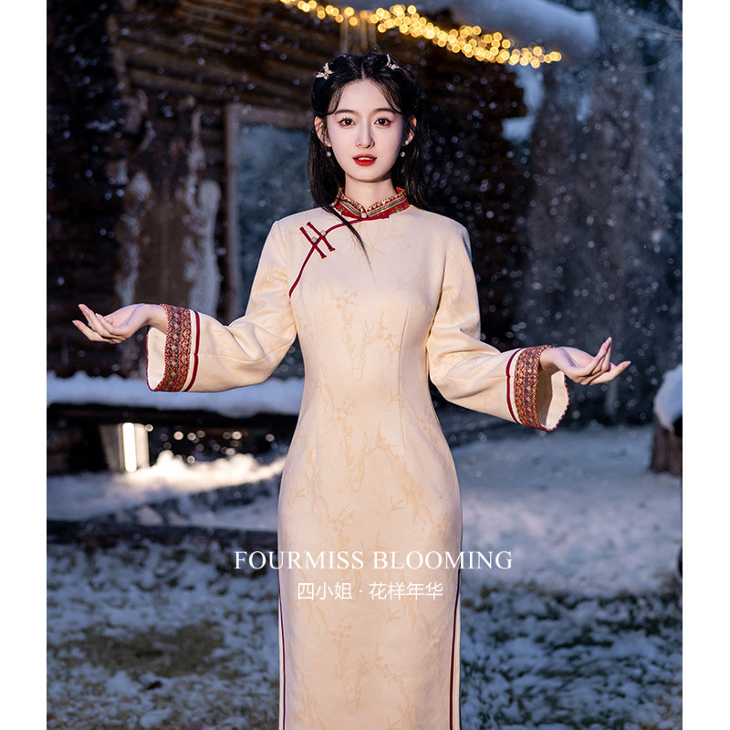 【花样年华】国风旗袍|新中式风女长袖加厚冬装加绒倒大袖秋冬季