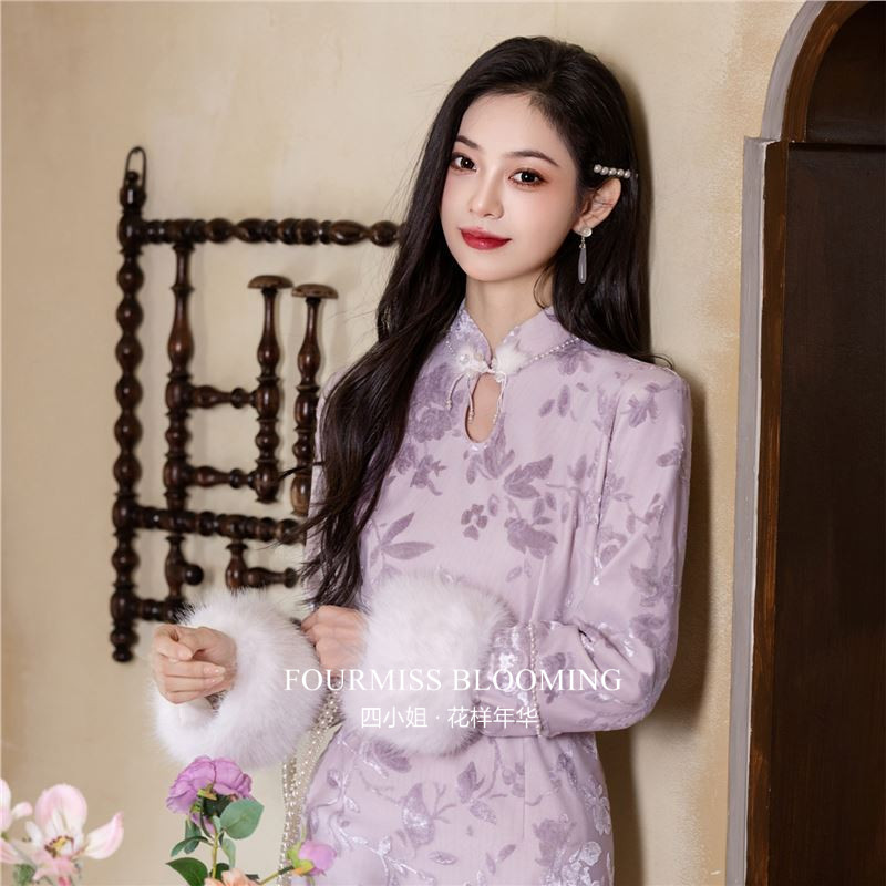 新中式紫色长款礼服41