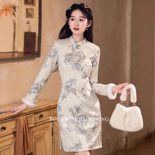 【花样年华】国风旗袍|冬季新中式少女小个子穿收腰显瘦连衣裙