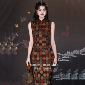 圆点绫罗缎2026夏季 复古新中式 国风旗袍 收腰高档 花样年华