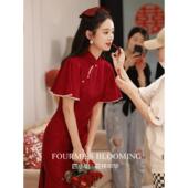 红色敬酒订结婚新娘中式 国风旗袍 小个子连衣裙改良 花样年华