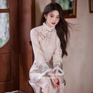 【花样年华】国风旗袍|新中式改良秋冬加厚修身气质连衣裙复古