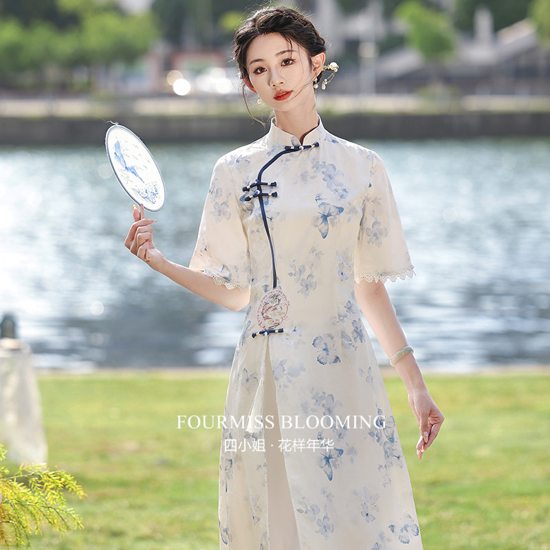 【花样年华】国风旗袍|新中式连衣裙显瘦春夏奥黛改良青花瓷减龄