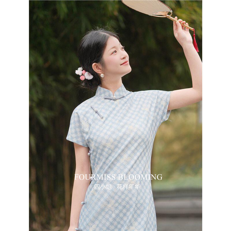 新中式蓝调少女连衣裙