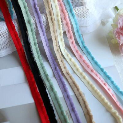 1cm彩色木耳边弹力花边
