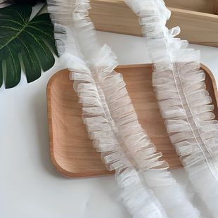 6cm彩色加密蓬松网纱褶皱花边辅料diy手工装饰服装娃衣蕾丝边材料