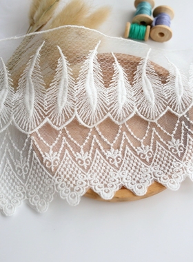 精致白色刺绣网纱花边服装下摆装饰蕾丝边diy领口袖口洛丽塔辅料