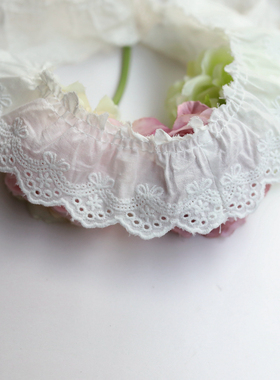 5cm白色棉布褶皱蕾丝花边装饰袖口裙摆领口床品diy洛丽塔童装辅料