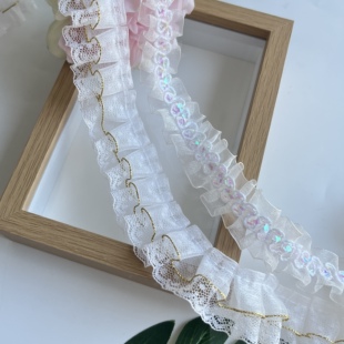 3CM宽雪纱花边辅料织带娃衣帽洛丽塔配饰DIY手工缝纫布艺服装边料