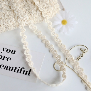 9mm米白手工DIY辅料蕾丝花边绒织带蜈蚣带装 波浪边材料 饰衣服洋装