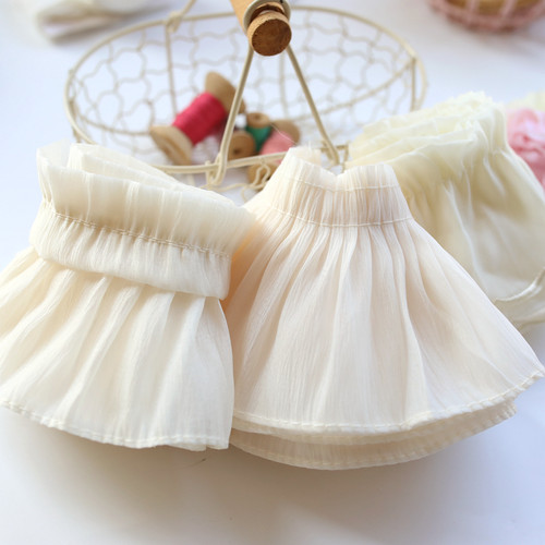 杏色温柔纱褶皱蕾丝花边质量很好