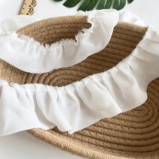 双层白色荷叶边花边娃娃领装 辅料百搭无弹雪纺蕾丝边 饰DIY服装