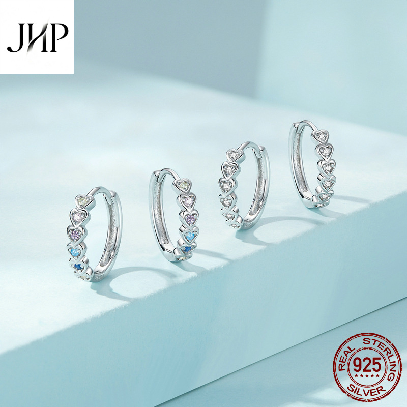 锦河畔镀白金彩虹之心耳环耳扣闪