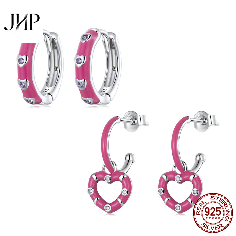 锦河畔纯银简约爱心耳扣