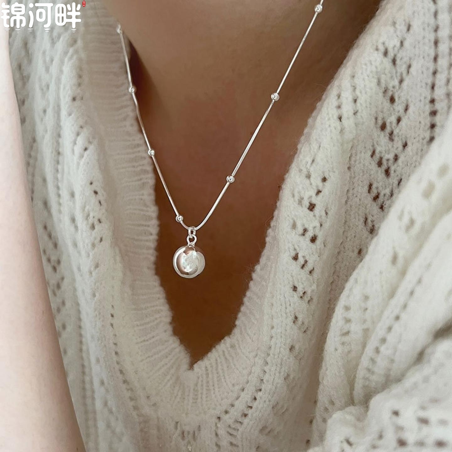锦河畔 有求必应项链925纯银网红博主推荐款时髦小球锁骨链2022