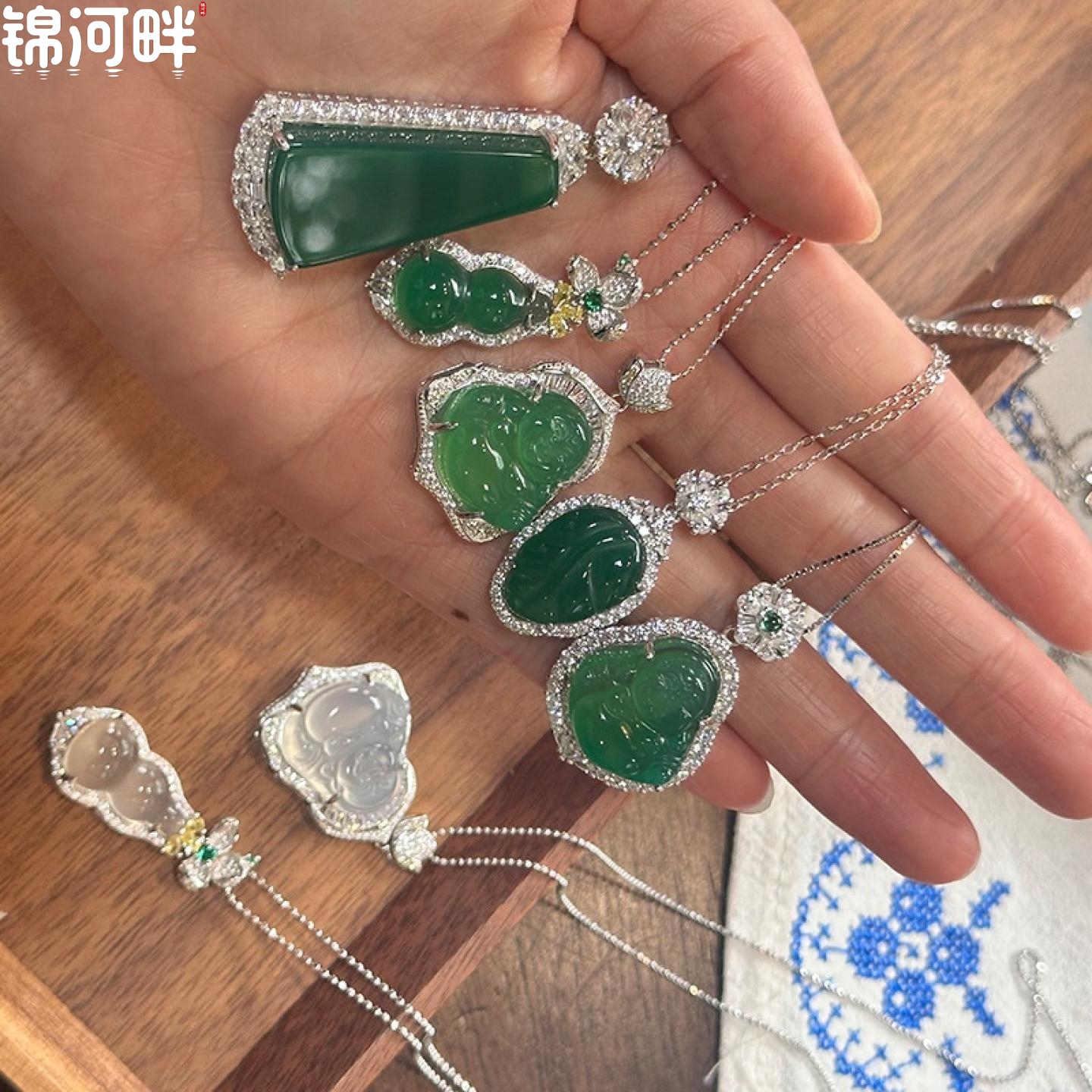 锦河畔 新中式项链合集s925纯银玉髓玛瑙系列锁骨链2024年新款