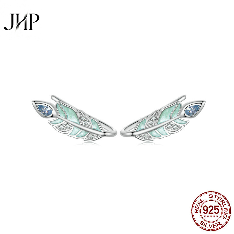 锦河畔森系绿羽耳钉10