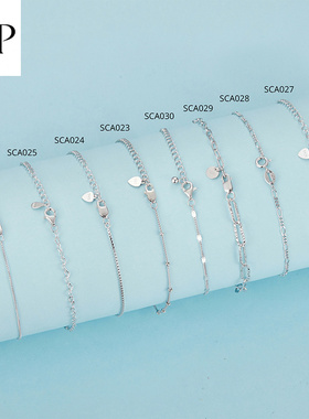 锦河畔S925纯银镀白金蛇骨链