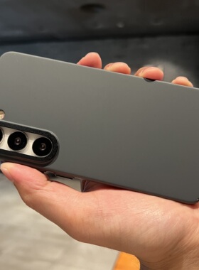 大孔镜头深灰色褐色纯色PC硬壳适用三星S23U手机壳超薄Galaxy S24Ultra保护套S23+磨砂全包防摔高级感耐脏潮