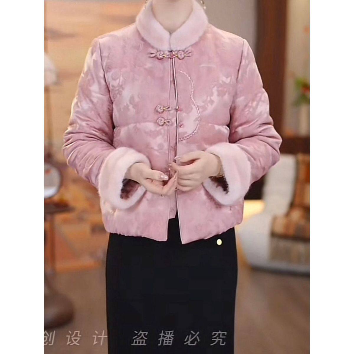 高档新中式加厚真毛领短款宋锦提花缎棉衣外套2025新款女冬季棉服,女装/女士精品,棉衣/棉服,淘宝优惠券,粉丝福利购,淘宝优惠卷