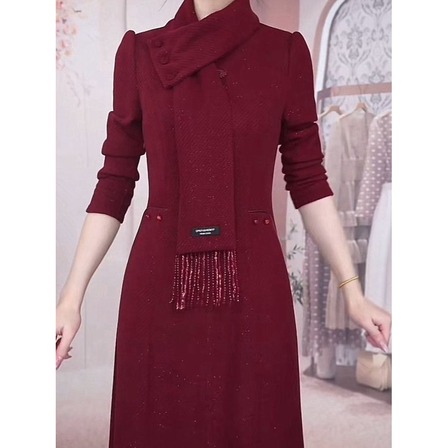 加绒加厚提花精纺改良版旗袍2025