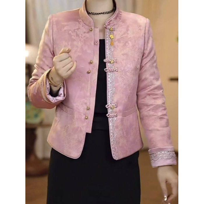 新中式宋锦提花缎加厚棉衣外套2025冬季新款时尚气质显瘦保暖棉服