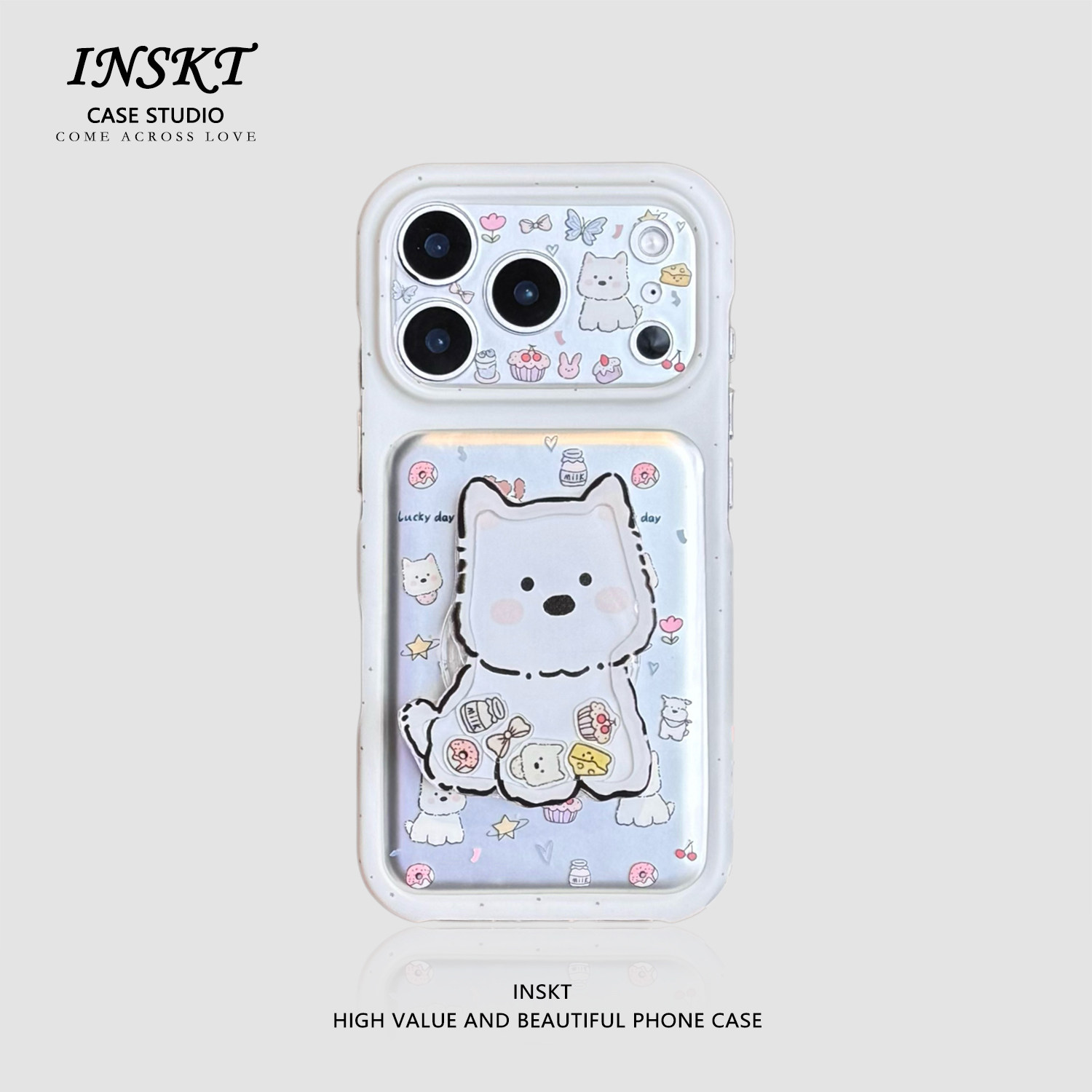 inskt卡通可爱西高地支架原创适用iphone18promax手机壳苹果17软硅胶套17pro网红新款小众16防摔15个性日韩萌