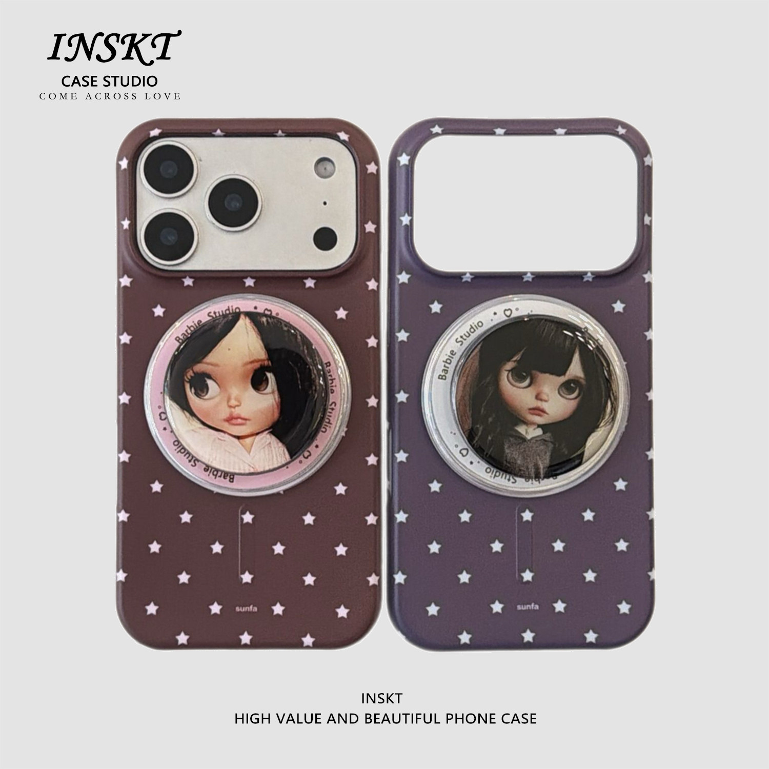 inskt可爱芭比娃娃磁吸支架原创适用iphone18promax手机壳苹果17软硅胶套17pro网红新款小众16防摔1