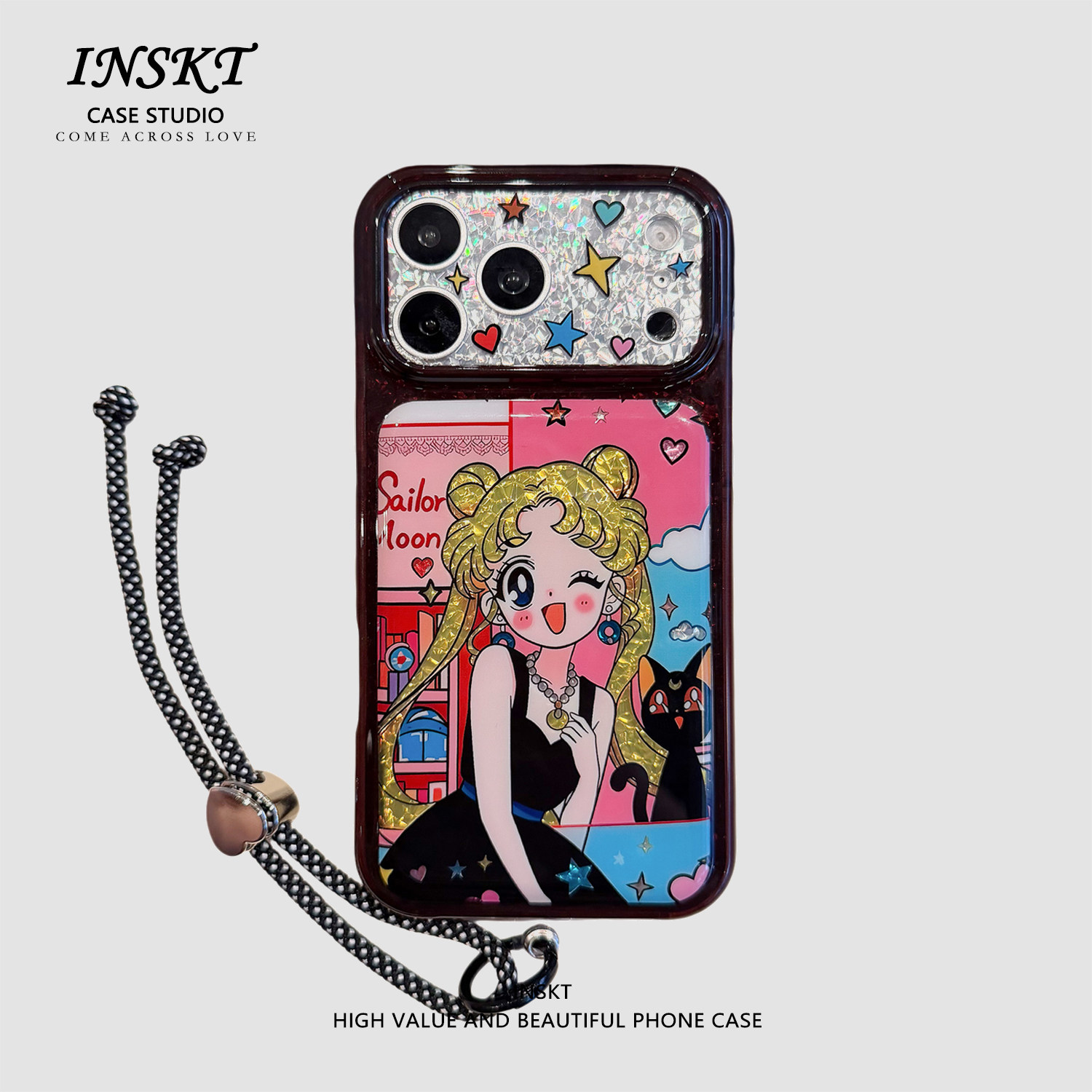 inskt卡通钻纹美少女原创适用iphone17promax手机壳苹果17软硅胶套18pro网红新款小众16防摔15个性日韩系可爱