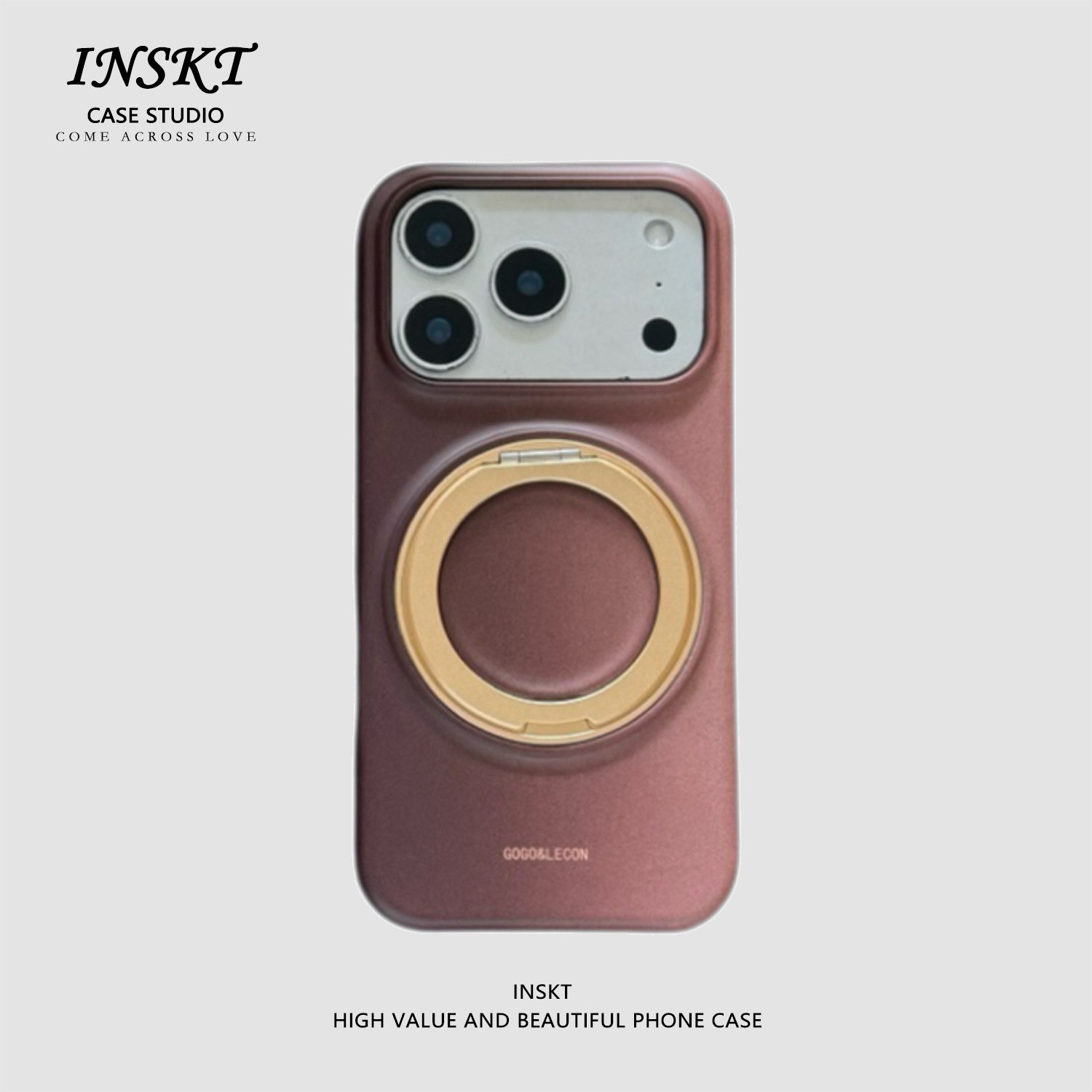 inskt高级感渐变棕旋转支架原创适用iphone18promax手机壳苹果17软硅胶套17pro网红新款小众16防摔15个性日韩