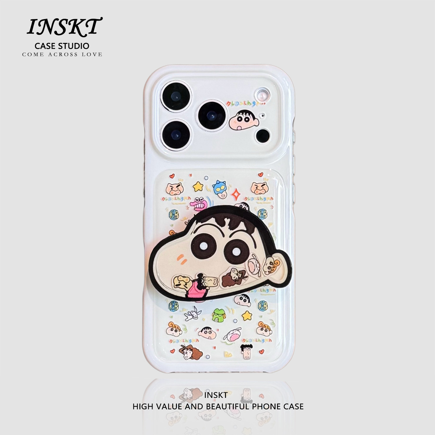 inskt卡通可爱小新家族支架原创适用iphone18promax手机壳苹果17软硅胶套17pro网红新款小众16防摔15个性日韩