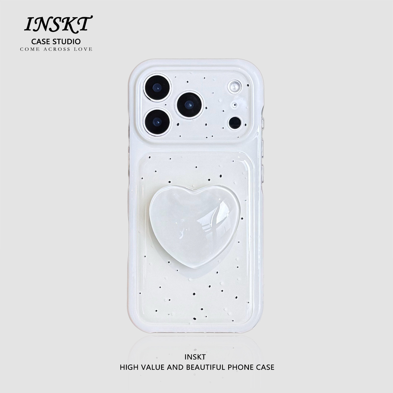 inskt简约泼墨爱心果冻支架原创适用iphone18promax手机壳苹果17软硅胶套17pro网红新款小众16防摔15个性日韩