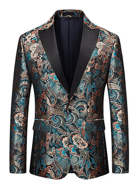 舞台西服大码晚礼服歌手司仪主持人个性绣花西装婚礼男士演出礼服