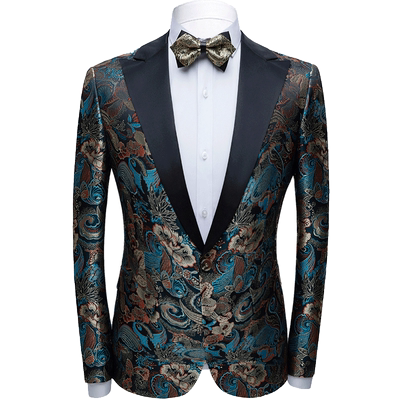 个性提花男子单件西装主持歌手