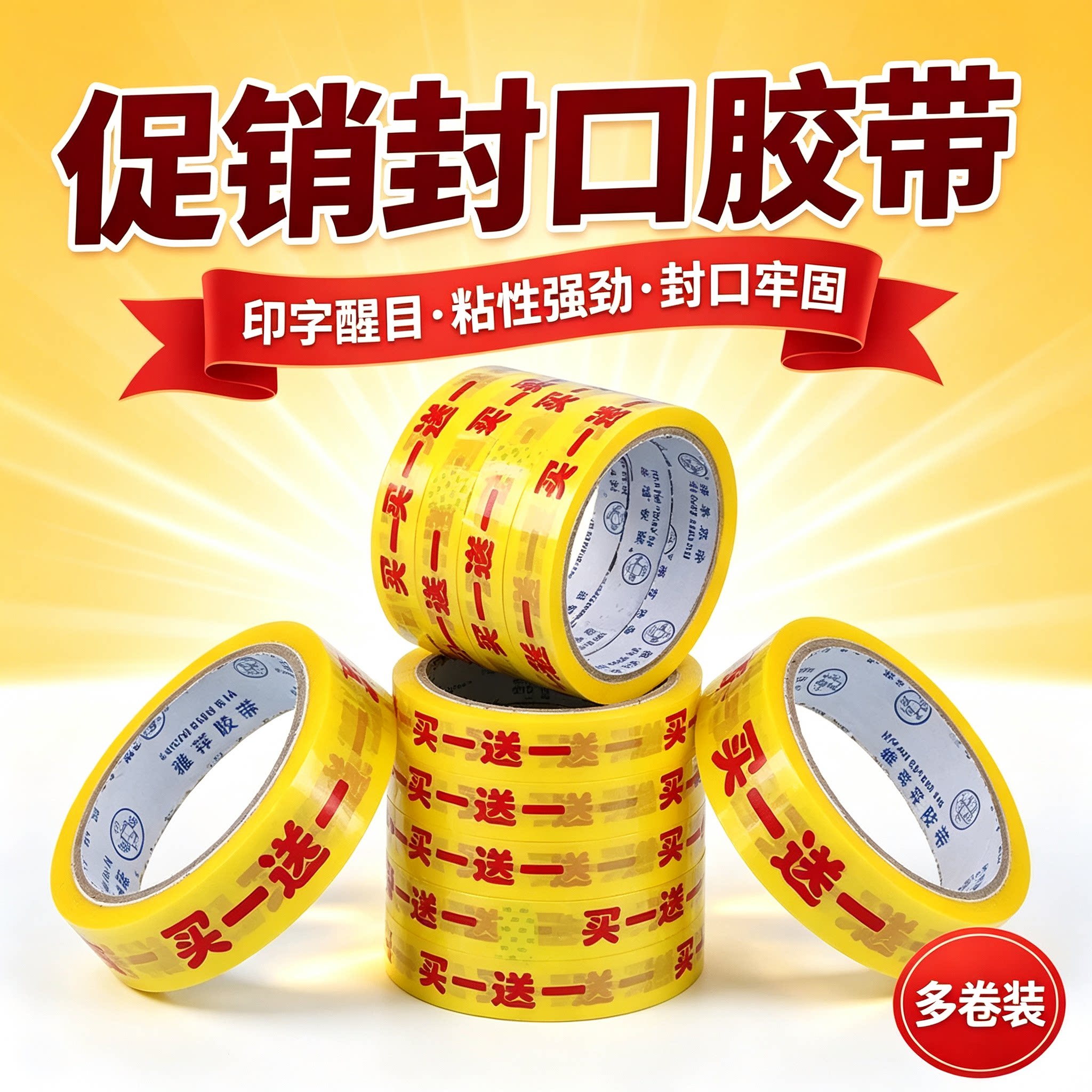 促销封口胶带透明胶带定制文字买一送一封箱胶布粘性强劲封口牢固