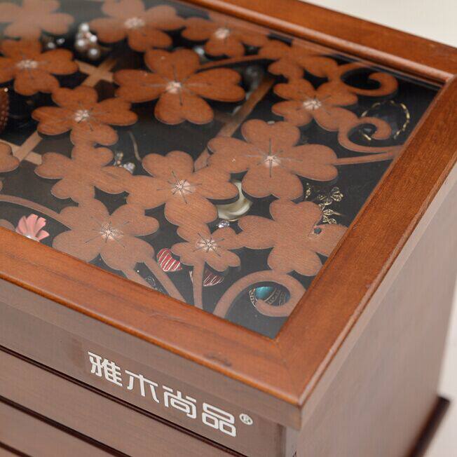 High - grade jewelry box wooden Korea Princess European - style solid wood jewelry box jewelry storage box wedding birthday gift
