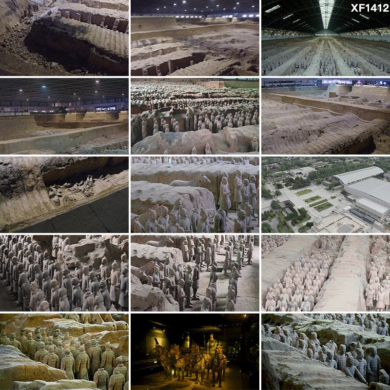 陕西西安秦始皇兵马俑特写陶俑历史文化遗迹古代航拍实拍视频素材